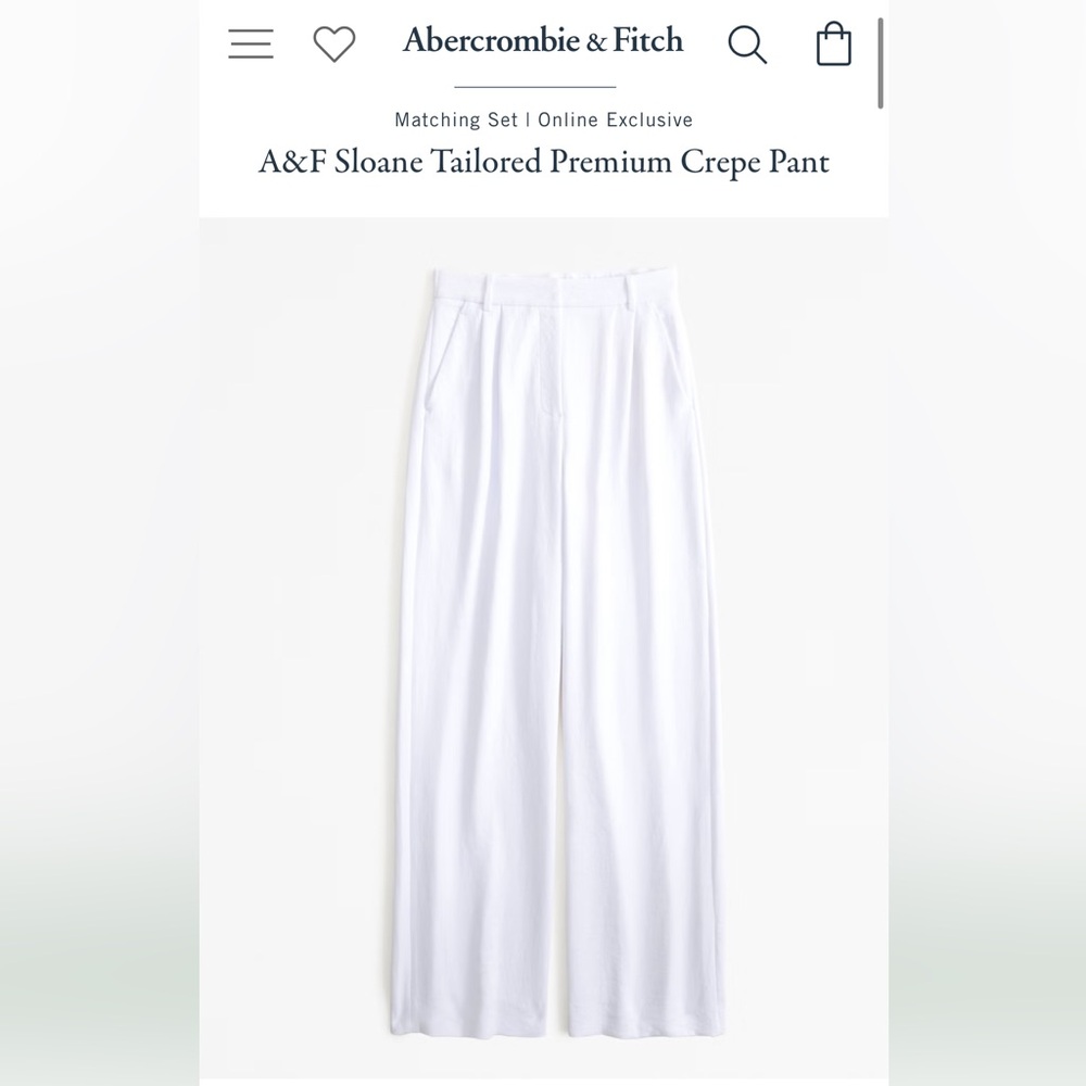 Abercrombie Sloane Tailored Premium Crepe Pant in White